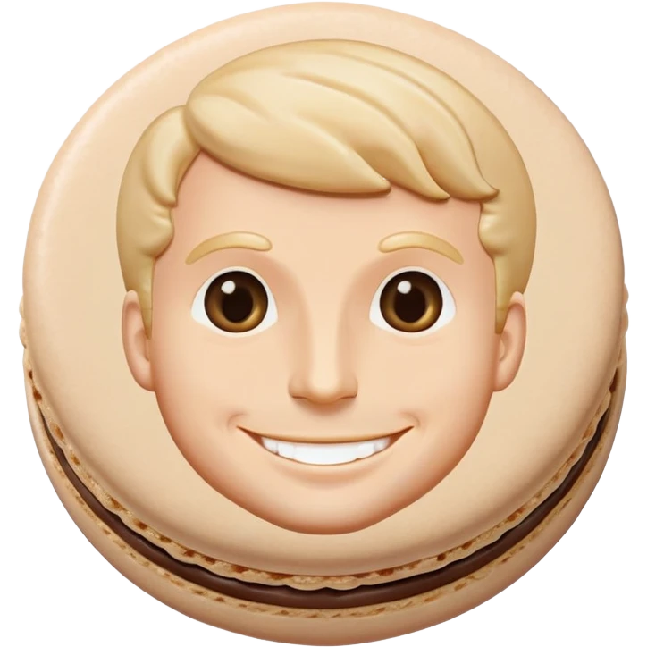 macaron pastry with the face of Macron, smiling expression emoji