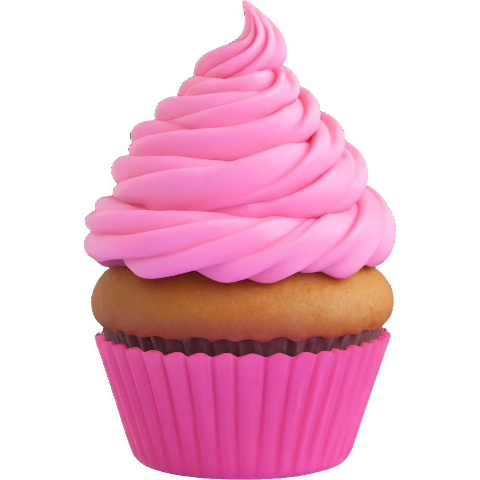 a cupcake with pink icing emoji