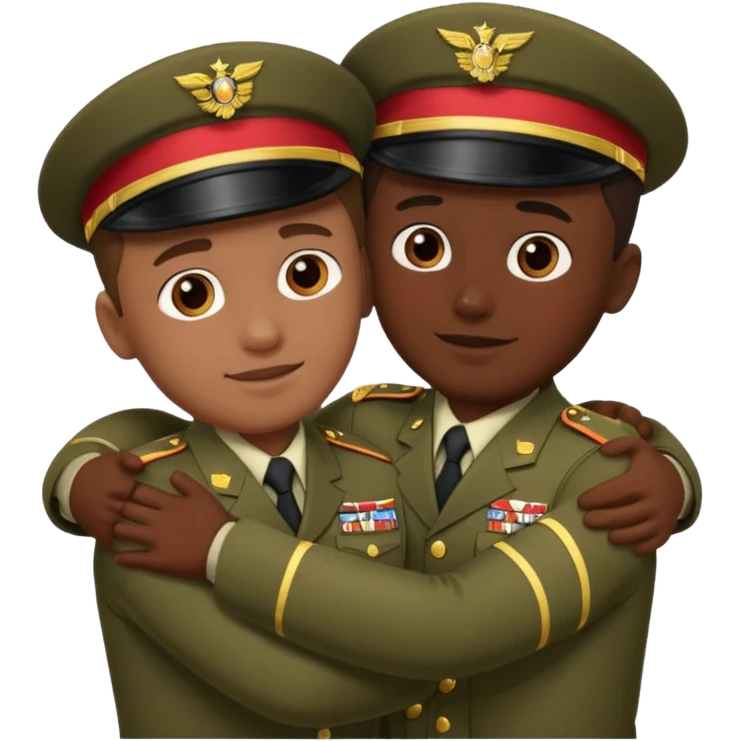 dos soldados dando es un abrazo de solidaridad de fraternidad emoji