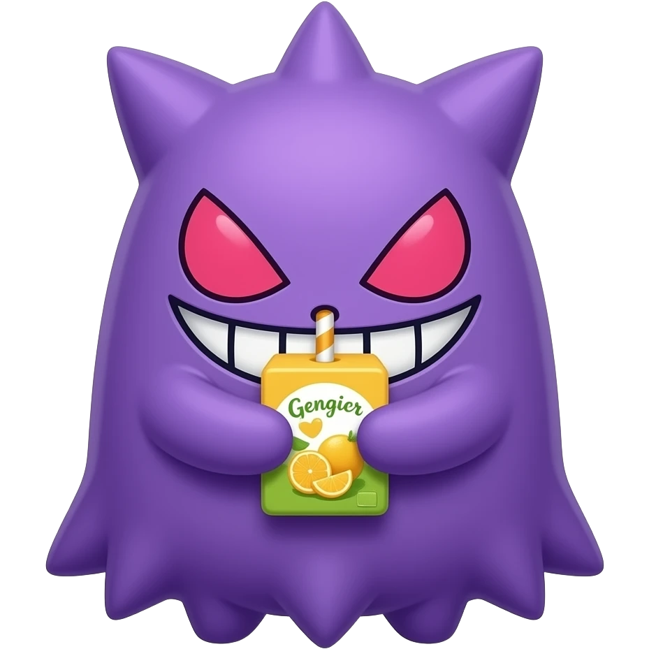 Cute cartoon Gengar drinking juice box emoji