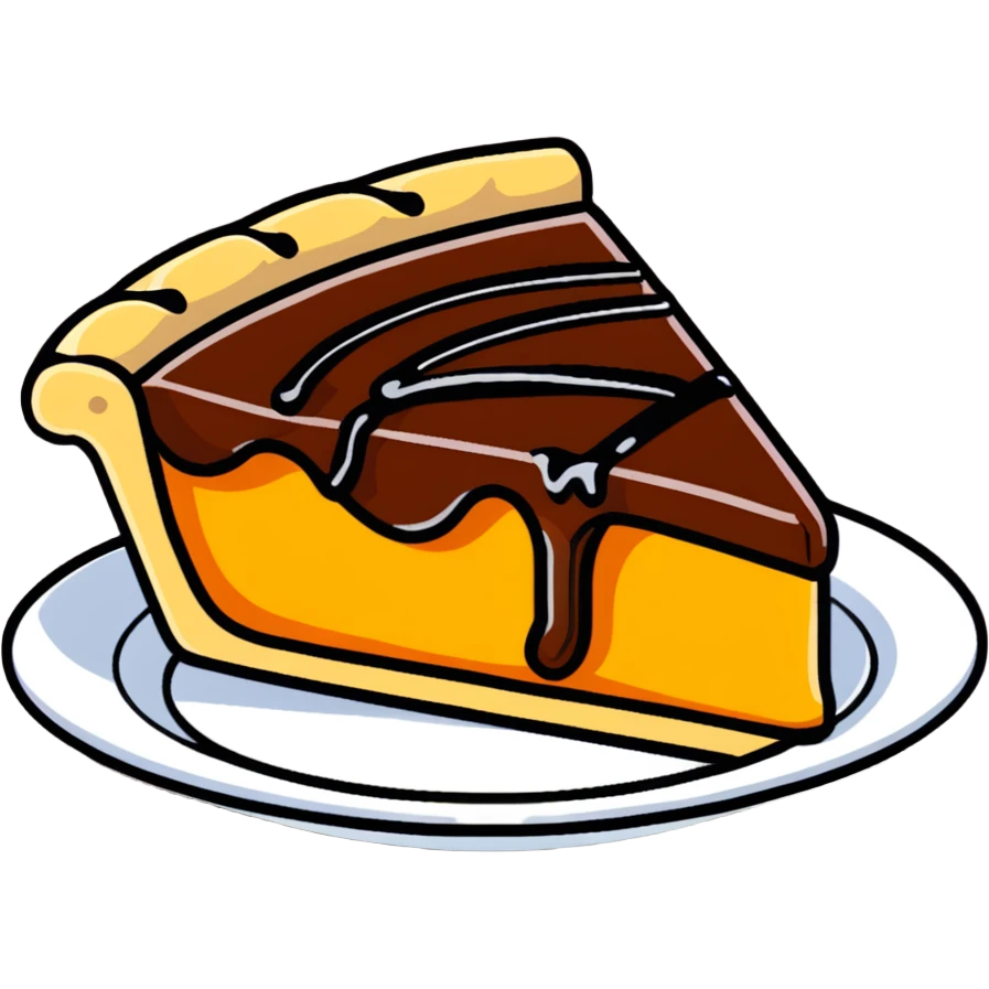 piece of pie drizzled in chocolate emoji