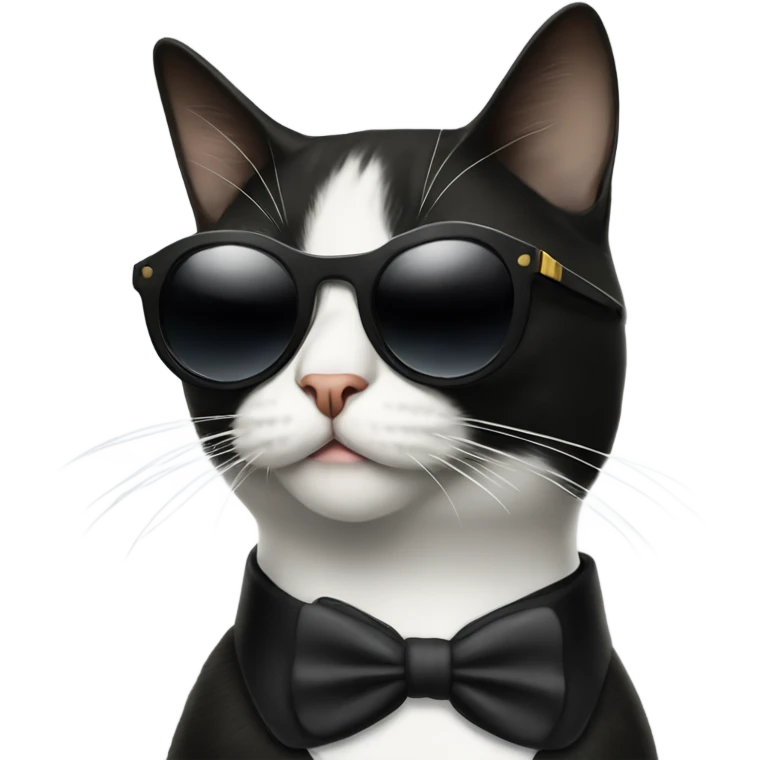 A tuxedo cat wearing sunglasses, smoking a cigar emoji