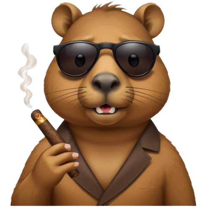 Capybara smoking a cigar with sunglasses on looking dope emoji
