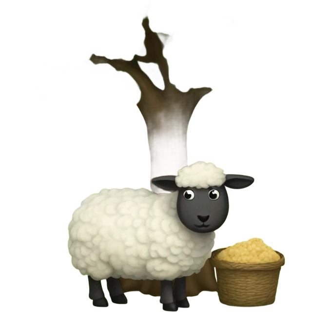 a sheep eating under a tree emoji