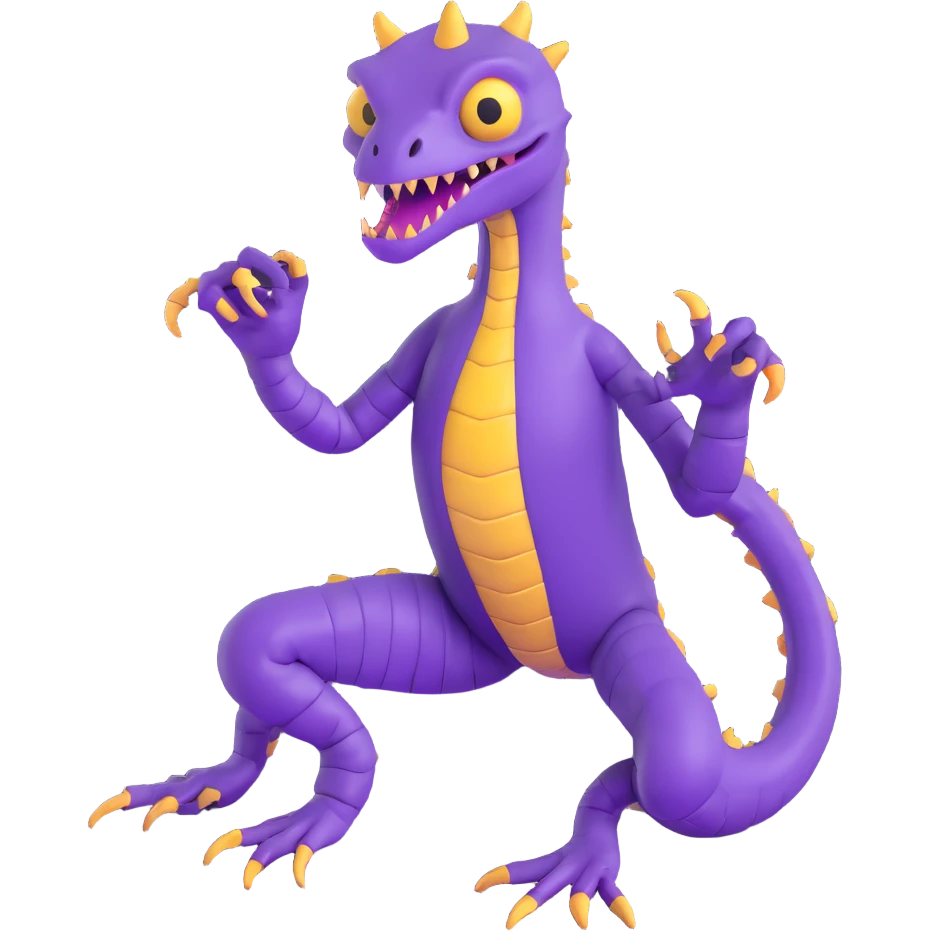 purple reptilian monster with multiple limbs like in Monsters Inc emoji