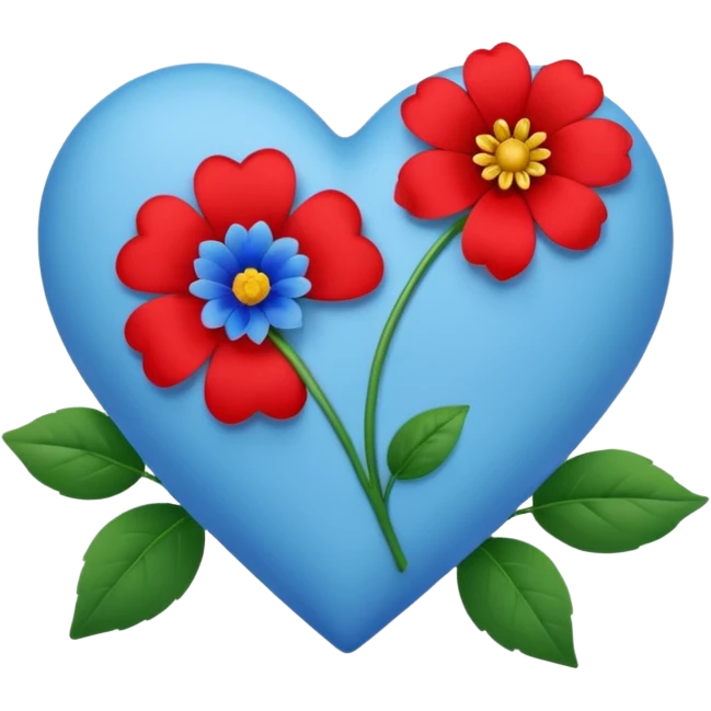 blue heart with one flower emoji