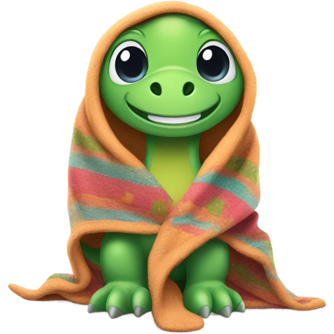 Can you please create an emoji of a cute dinosaur wrapped in a blanket emoji
