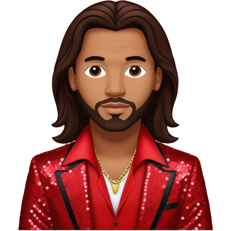 Kevin Thornton, R&B Singer (b. 1969) from Color Me Badd with long dark brown hair, red sequin outfit emoji