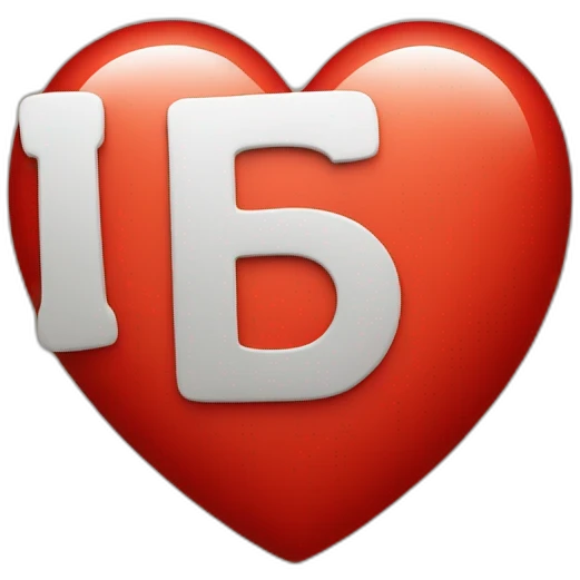 A red heart with the letter I written on it  emoji