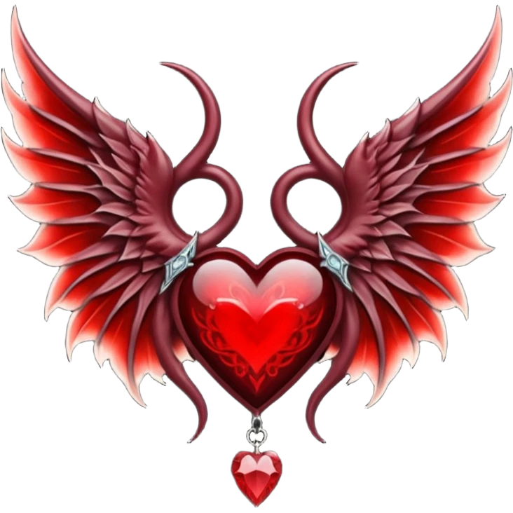 succubus wings, cryhstal heart  emoji