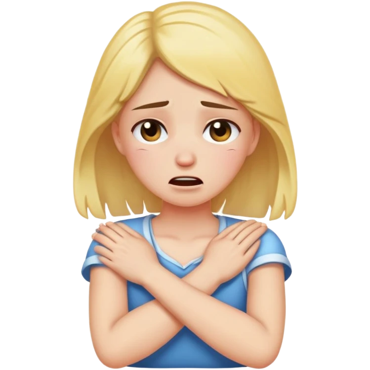 girl crossed arms holding neck crying emoji