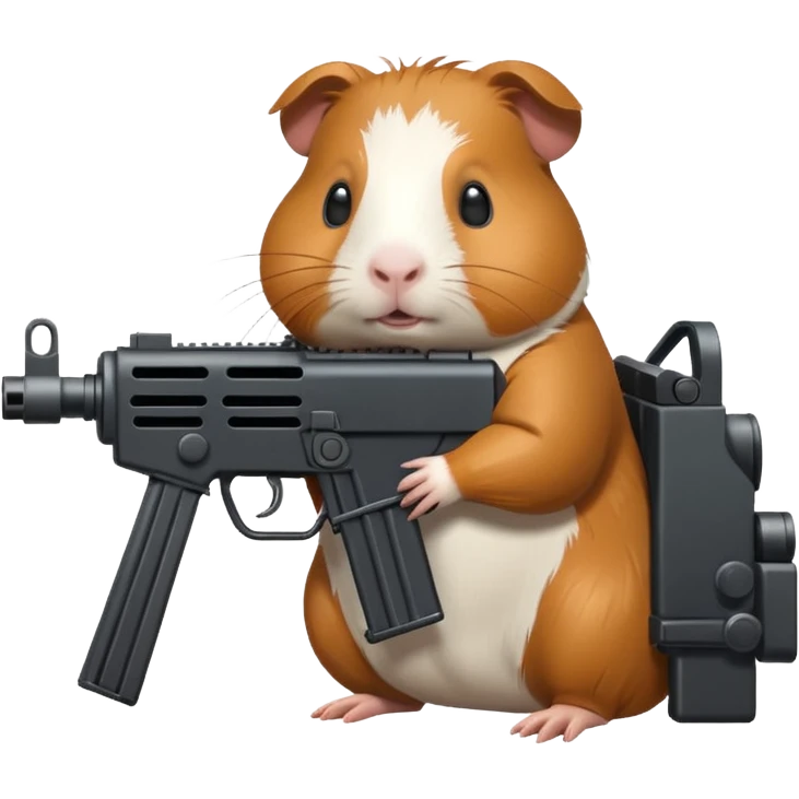 guinea pig next to a machine gun, emoji style emoji
