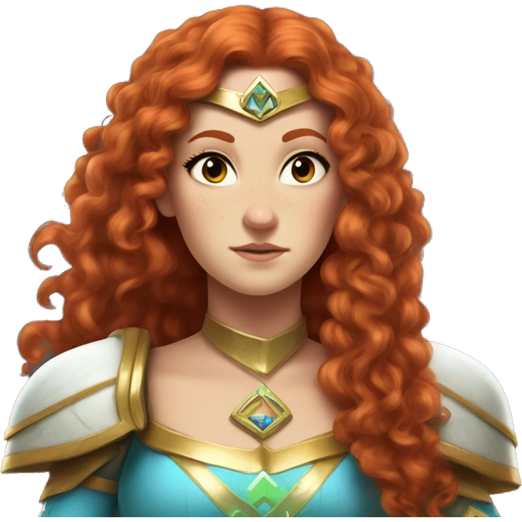 a white girl with long red curly hair and freckles, cosplaying Princess Zelda posing and ready for a fight emoji