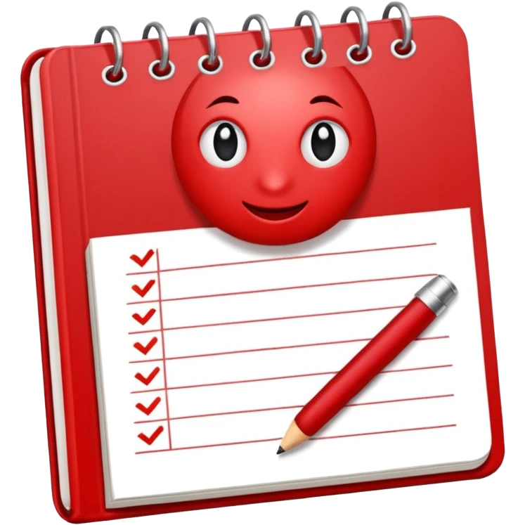 HAZ UN planificador de lista de objetivos en color vinotinto/rojo carmesí brillante, con hojas de cuaderno blancas (no agregues frutas ni nada de eso) https://imgproxy.attic.sh/insecure/f:png/plain/https://attic.sh/z0hvfdddapmiax935oa389bq0wzk emoji