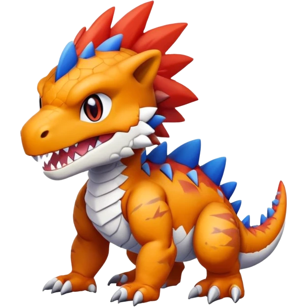 Cute Baby Chibi Agumon-Tyrantrum-Tyrunt-hybrid (full body) emoji