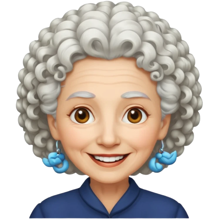 old woman with white curly hair emoji