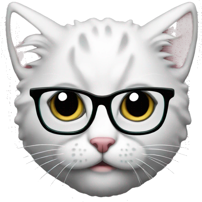 brains outside kitten with eyeglasses  emoji
