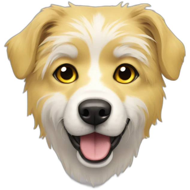 yellow messy fur mixed breed black eyes dog emoji
