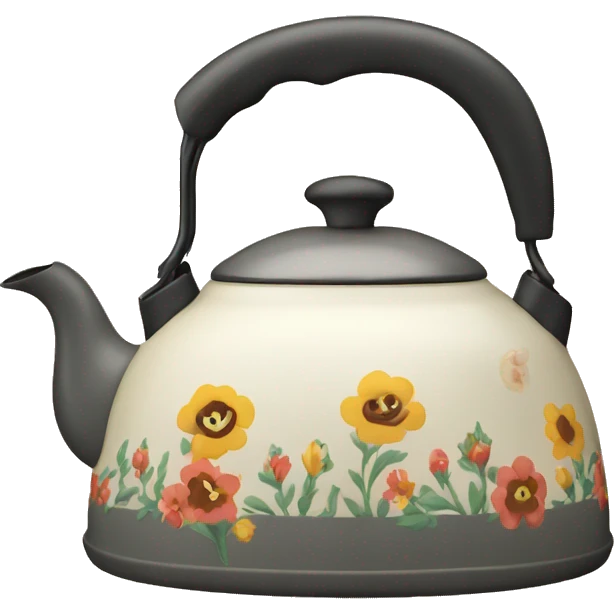Vintage kettle with flower design emoji
