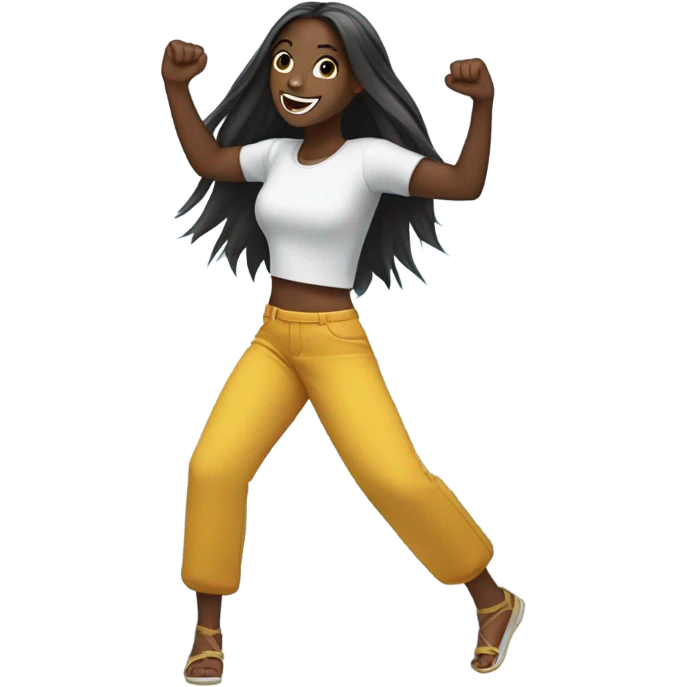 Black girl with long straight hair dancing  emoji