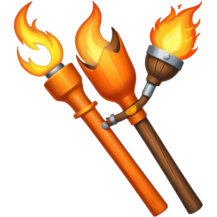 pitchfork and a torch crossing each other to make an x emoji