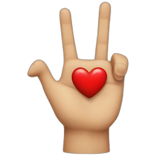 A 5 fingers hand, with a red heart instead of the middle finger emoji