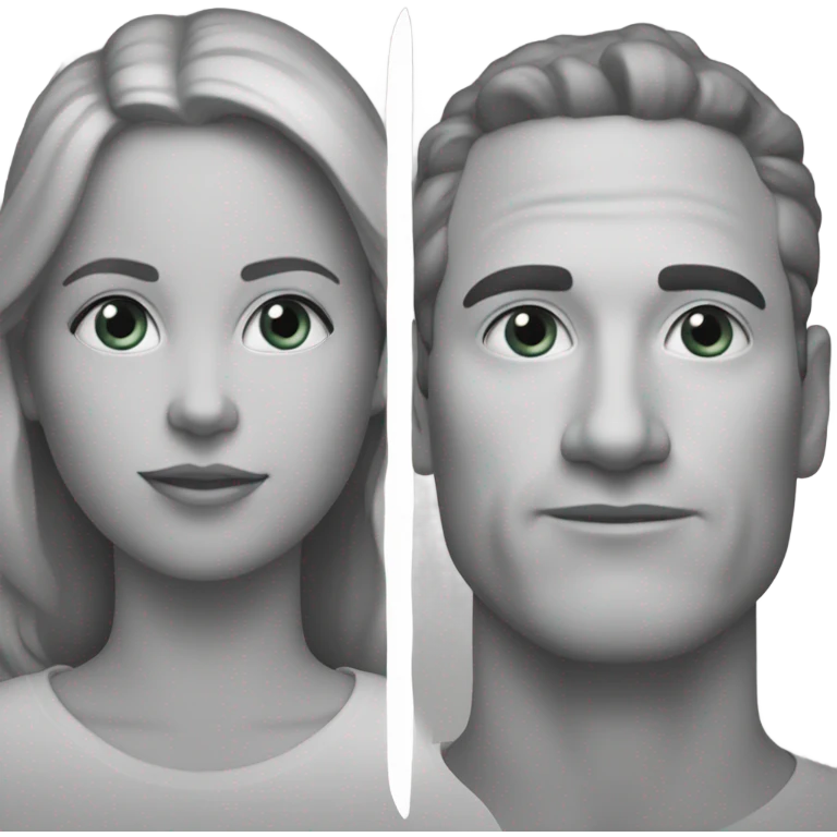 a two shot of people in black and white emoji