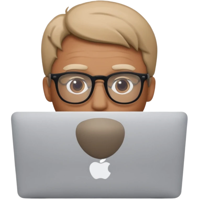 a man behind mackbook the man being little visible form the frony emoji