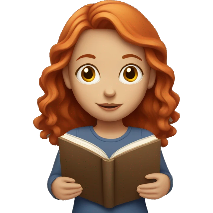 red-haired girl with a book in her hands emoji