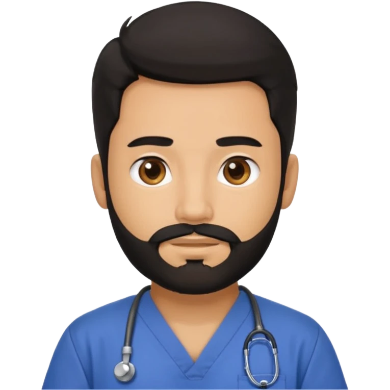 male with a scrubs and blanck hair and tan skin and beard emoji