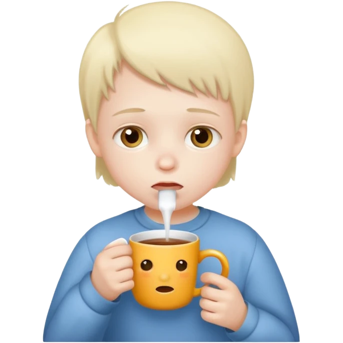 sick child drinking hot drink emoji