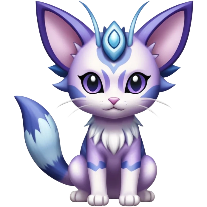 Shiny Exotic Cute Meowth-Espeon-Purrloin-Mew-Meowstic-Hybrid-Creature with pattern-markings emoji