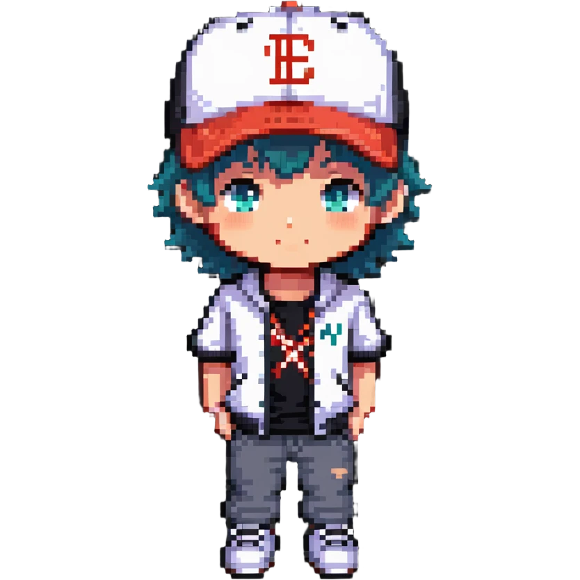 chibi boy with baseball cap and casual outfit emoji