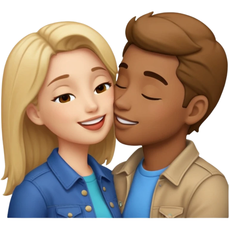 Using traditional emojis, make two kissing emoji