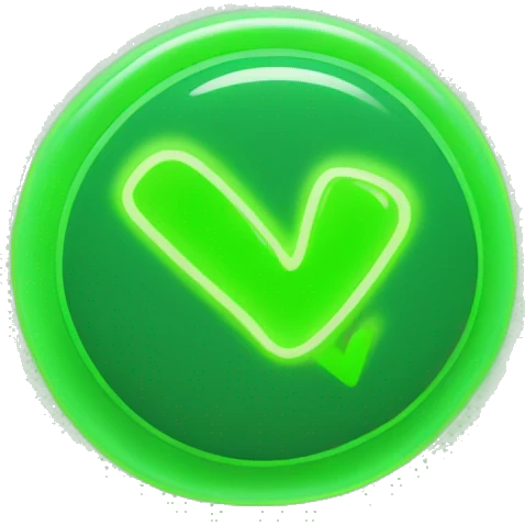 check mark in glowing neon green emoji