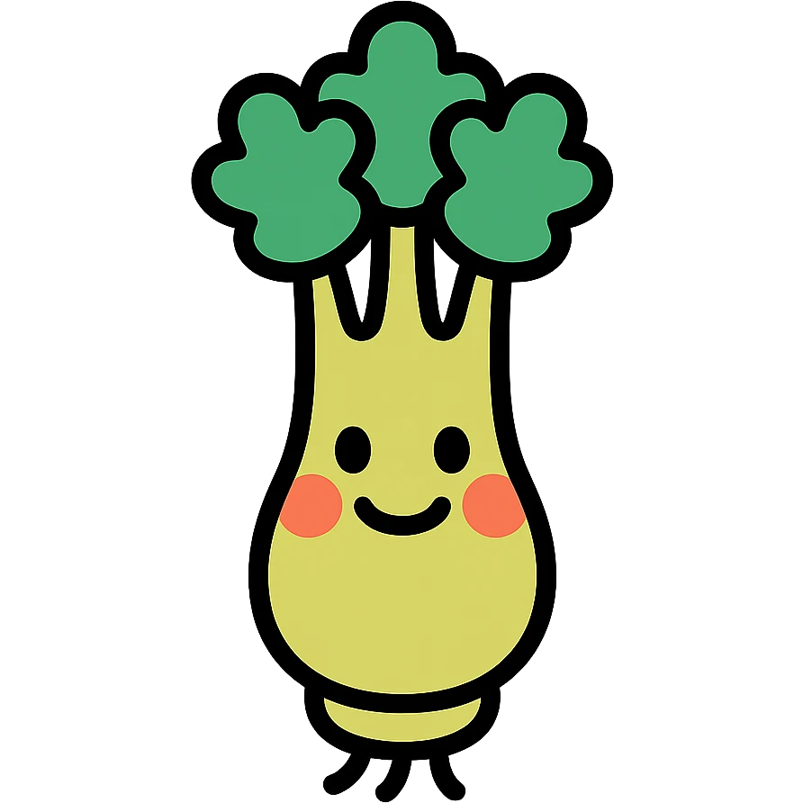 anthropomorphic celery icon with color outline emoji