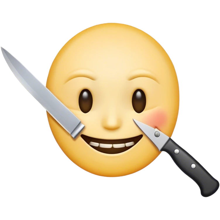 Creepy smiling face emoji with knife emoji