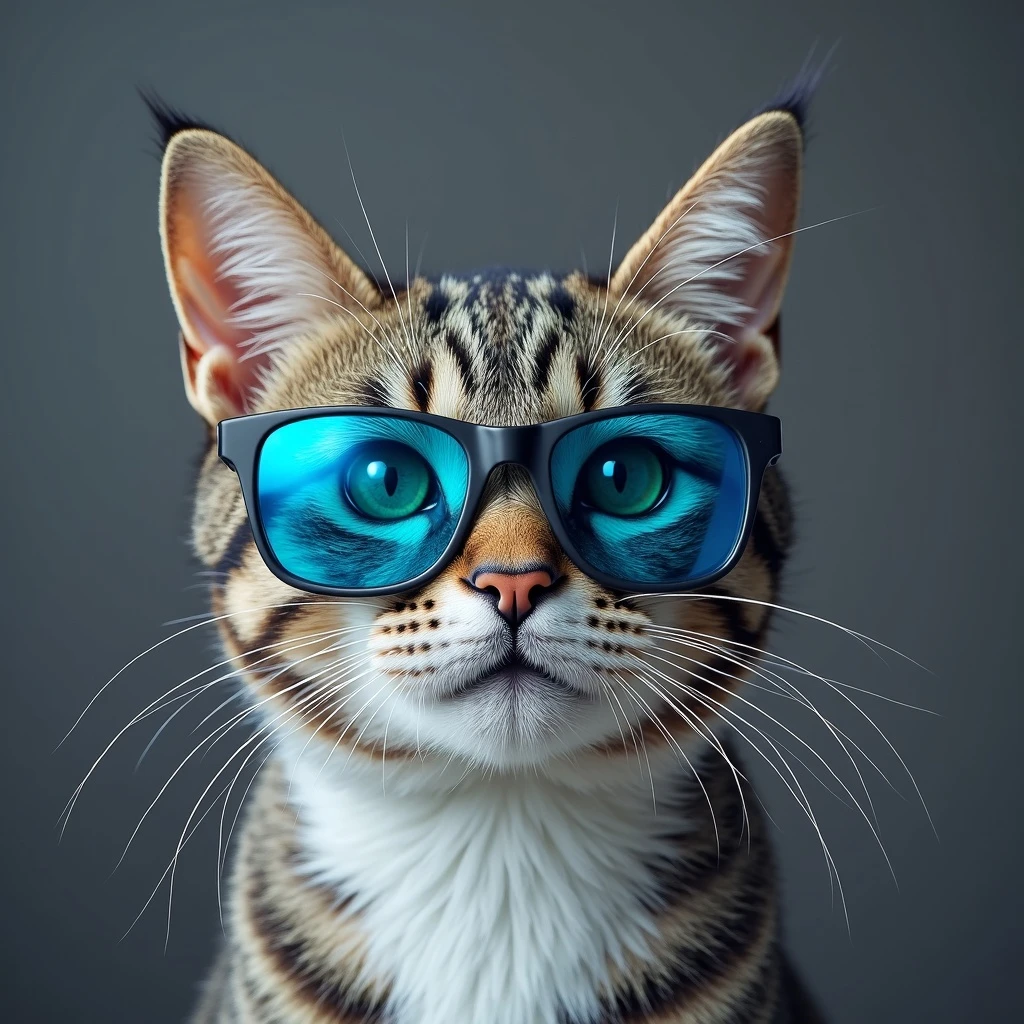 A cat with blue glasses emoji