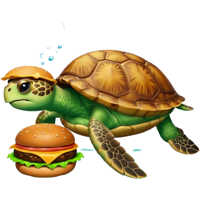 See Turtle eat burger emoji