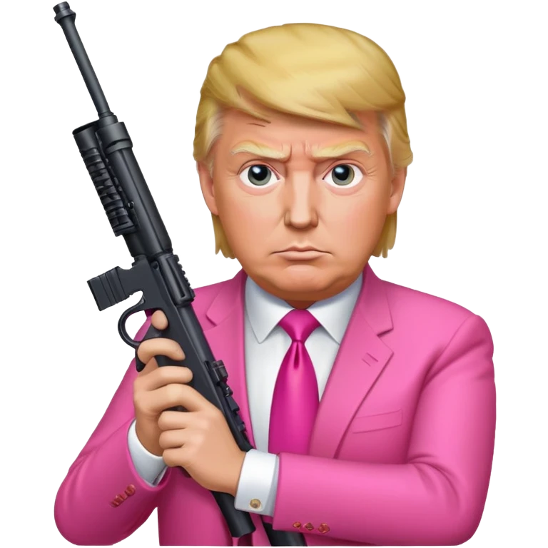Donald trump holding a pink sniper in his hands professionally correct emoji