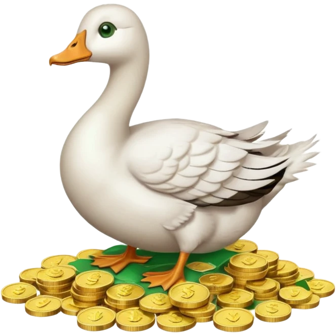 cute goose sitting on a pile of money emoji
