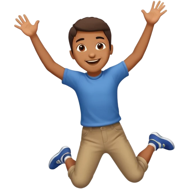 brown boy jumping really high emoji