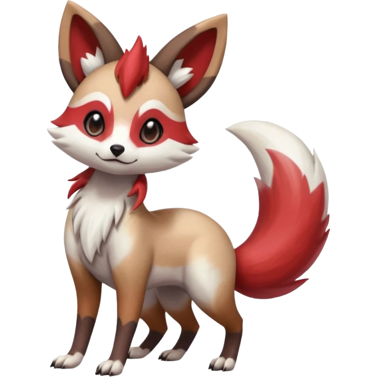 Hyper-realistic Colorful Skilled Adept Graceful Asian Painted Meloetta-Furret-Lycanroc-Zangoose-fusion-hybrid-creature (full body) emoji