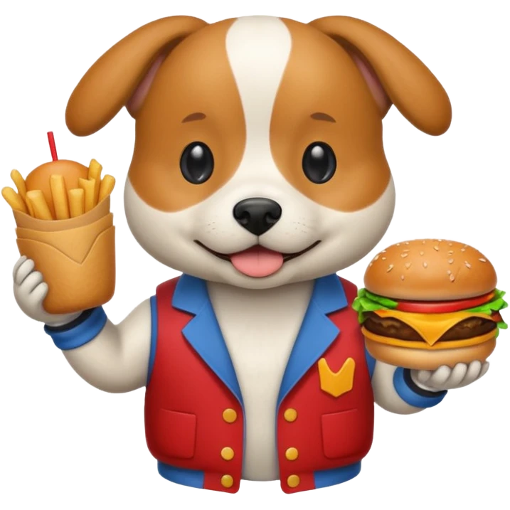 Dog in clothers burger  emoji