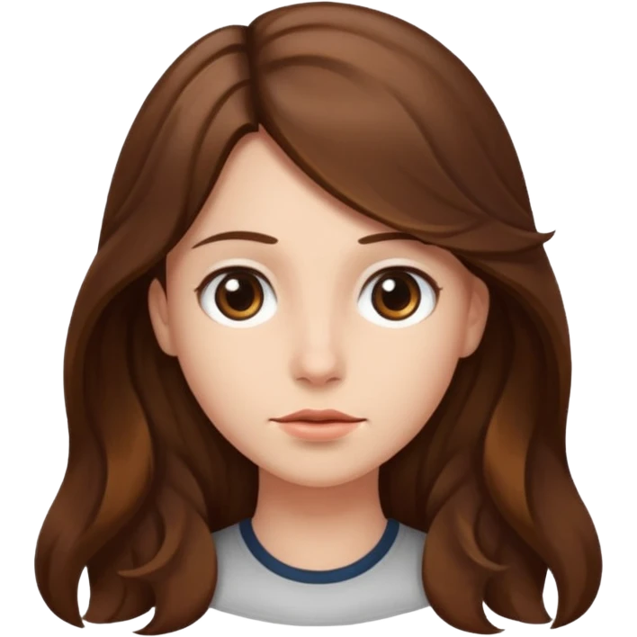 Head staring forward with straight face and long wavy brown hair  emoji