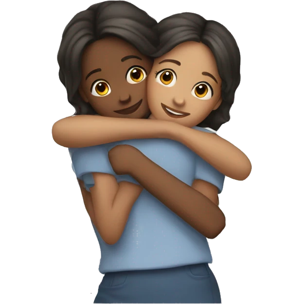 Two girls hugging  emoji