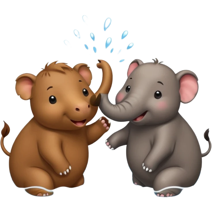 capybara and an elephant play happily with each other on water emoji