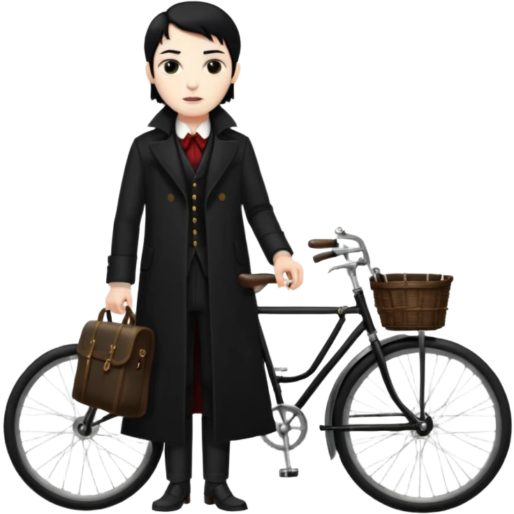 vampire stand with bicycle. emoji