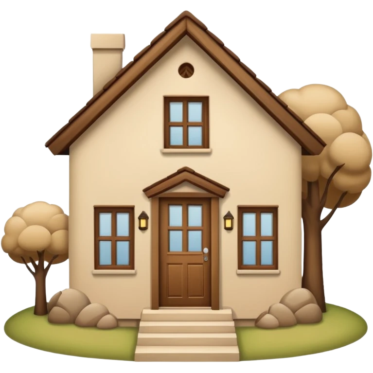 Cute beige house with light emoji