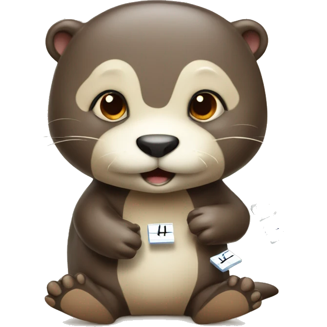 cute otter solving math equation emoji